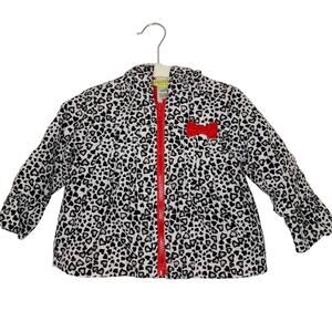 PENELOPE MACK Heart Cheetah Toddler Hooded Coat Jacket Full Zip White Black 12M
